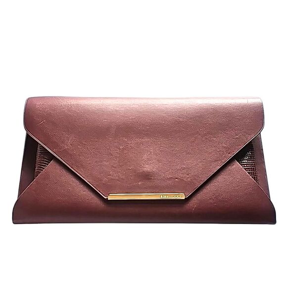 Clutch by BCBGMAXAZRIA  Burgundy Brown Croc Pattern - Picture 1 of 4